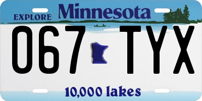 MN license plate 067TYX