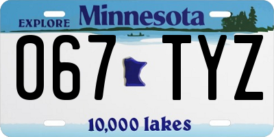 MN license plate 067TYZ