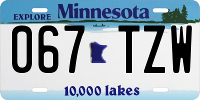 MN license plate 067TZW