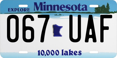 MN license plate 067UAF