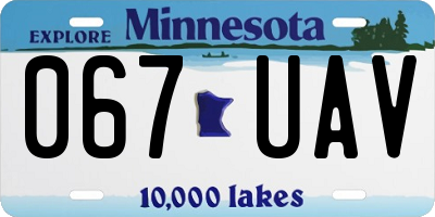 MN license plate 067UAV