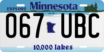 MN license plate 067UBC