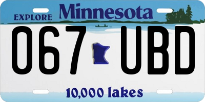 MN license plate 067UBD