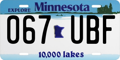 MN license plate 067UBF