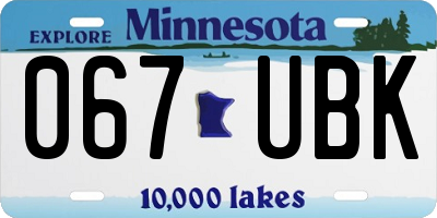 MN license plate 067UBK