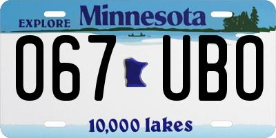 MN license plate 067UBO