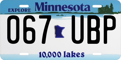 MN license plate 067UBP