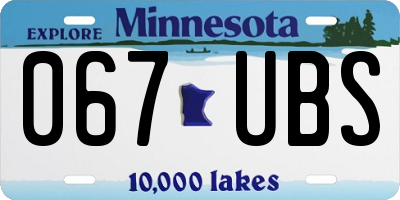 MN license plate 067UBS