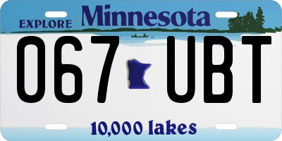 MN license plate 067UBT