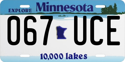MN license plate 067UCE