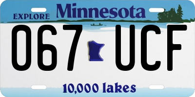 MN license plate 067UCF