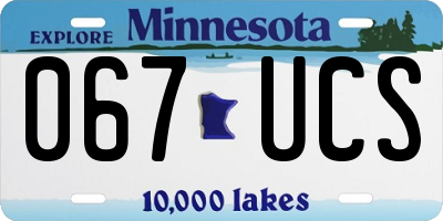 MN license plate 067UCS