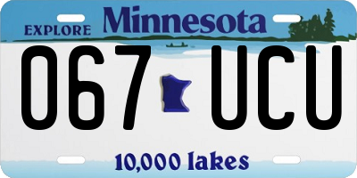 MN license plate 067UCU