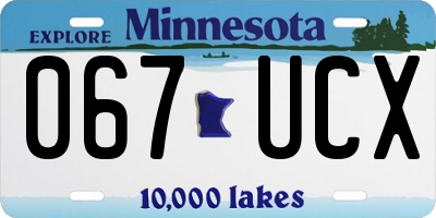 MN license plate 067UCX