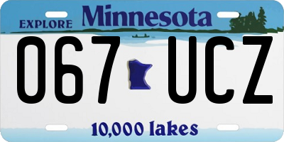 MN license plate 067UCZ