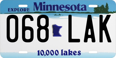 MN license plate 068LAK