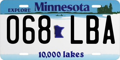 MN license plate 068LBA