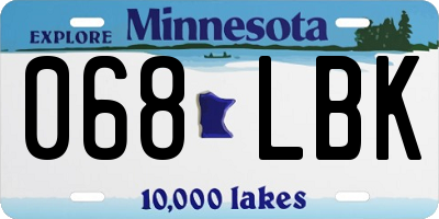 MN license plate 068LBK