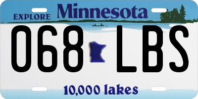 MN license plate 068LBS