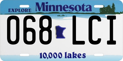 MN license plate 068LCI
