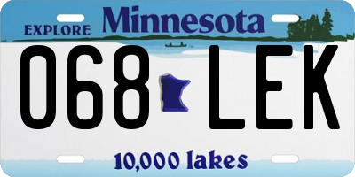 MN license plate 068LEK