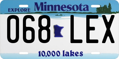 MN license plate 068LEX