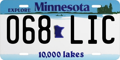 MN license plate 068LIC
