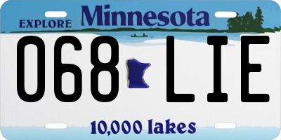 MN license plate 068LIE