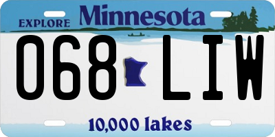 MN license plate 068LIW