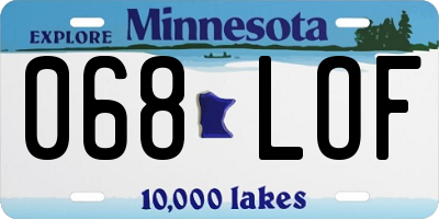 MN license plate 068LOF