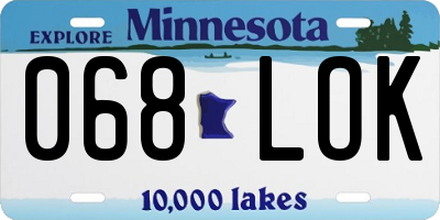MN license plate 068LOK