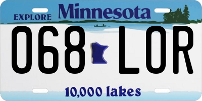 MN license plate 068LOR