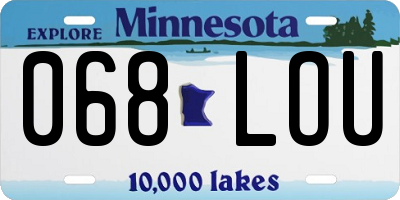 MN license plate 068LOU