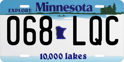 MN license plate 068LQC