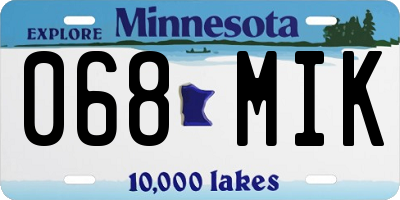 MN license plate 068MIK