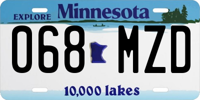 MN license plate 068MZD