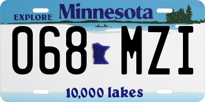 MN license plate 068MZI