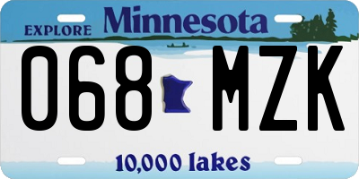 MN license plate 068MZK