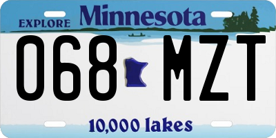 MN license plate 068MZT