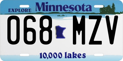 MN license plate 068MZV