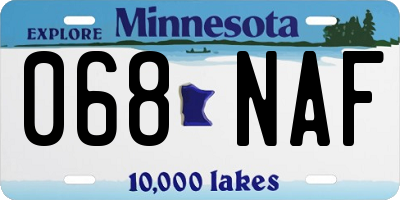 MN license plate 068NAF