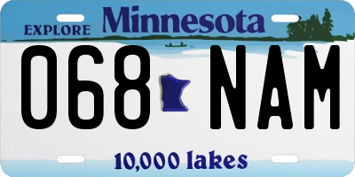 MN license plate 068NAM
