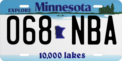 MN license plate 068NBA