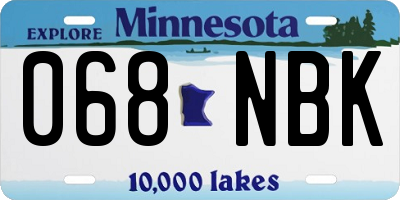 MN license plate 068NBK