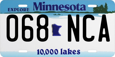 MN license plate 068NCA