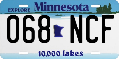 MN license plate 068NCF