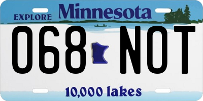 MN license plate 068NOT