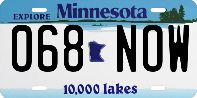 MN license plate 068NOW