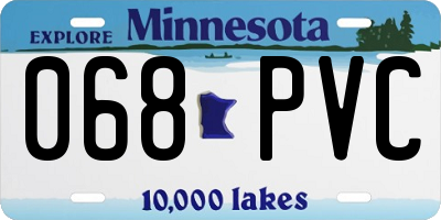 MN license plate 068PVC