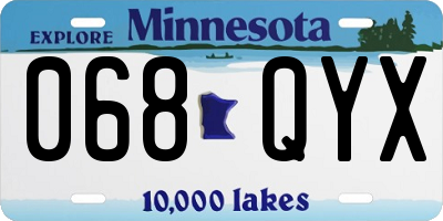 MN license plate 068QYX